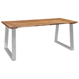 NNEVL 3 Piece Dining Set Solid Wood Acacia Brown