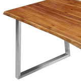 NNEVL 3 Piece Dining Set Solid Wood Acacia Brown