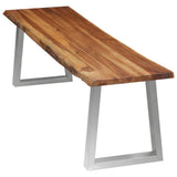 NNEVL 3 Piece Dining Set Solid Wood Acacia Brown