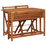 NNEVL Balcony Planter Table with 2 Bistro Chairs Solid Acacia Wood