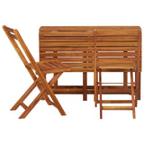 NNEVL Balcony Planter Table with 2 Bistro Chairs Solid Acacia Wood