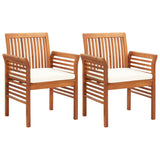 NNEVL Garden Dining Chairs with Cushions 2 pcs Solid Acacia Wood