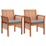 NNEVL Garden Dining Chairs with Cushions 2 pcs Solid Acacia Wood