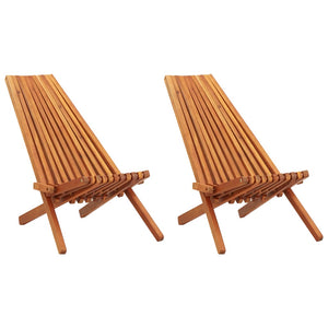 NNEVL Folding Outdoor Lounge Chairs 2 pcs Solid Acacia Wood