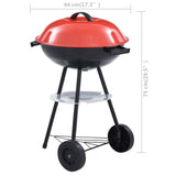 NNEVL Portable XXL Charcoal Kettle BBQ Grill with Wheels 44 cm