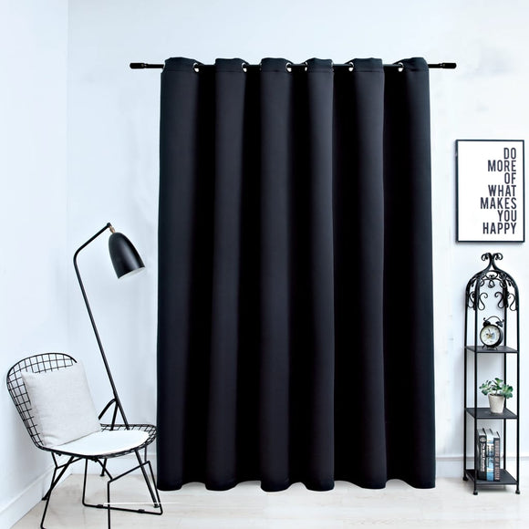 NNEVL Blackout Curtain with Metal Rings Black 290x245 cm