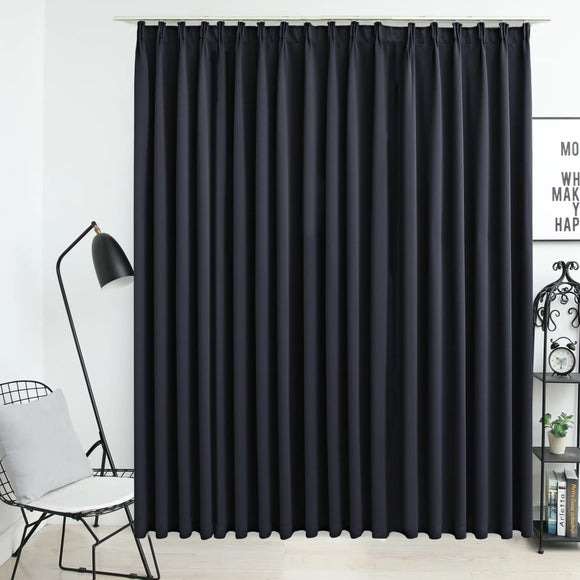 NNEVL Blackout Curtain with Hooks Black 290x245 cm