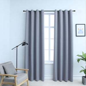 NNEVL Blackout Curtains with Metal Rings 2 pcs Grey 140x245 cm