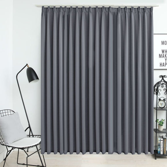 NNEVL Blackout Curtain with Hooks Grey 290x245 cm