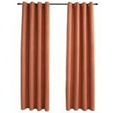 NNEVL Blackout Curtains with Metal Rings 2 pcs Rust 140x225 cm