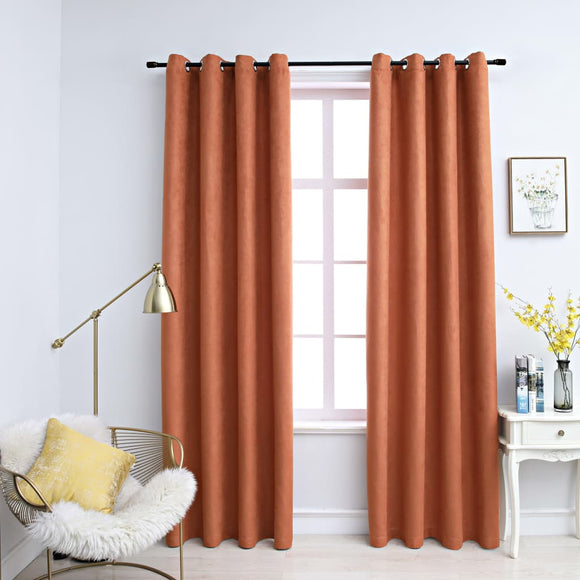 NNEVL Blackout Curtains with Metal Rings 2 pcs Rust 140x225 cm