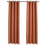 NNEVL Blackout Curtains with Metal Rings 2 pcs Rust 140x245 cm