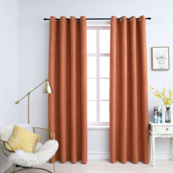 NNEVL Blackout Curtains with Metal Rings 2 pcs Rust 140x245 cm