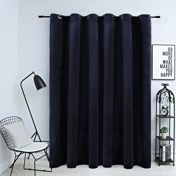 NNEVL Blackout Curtain with Metal Rings Velvet Black 290x245 cm