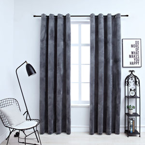 NNEVL Blackout Curtains with Rings 2 pcs Velvet Anthracite 140x245 cm