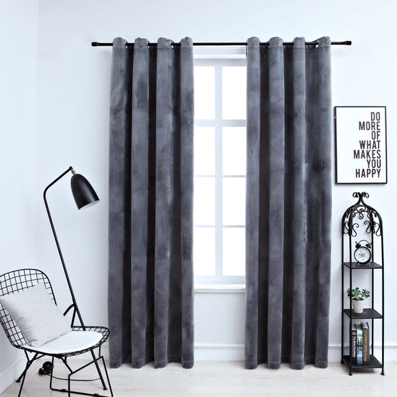 NNEVL Blackout Curtains with Rings 2 pcs Velvet Anthracite 140x245 cm