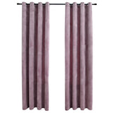 NNEVL Blackout Curtains with Rings 2 pcs Velvet Antique Pink 140x245 cm