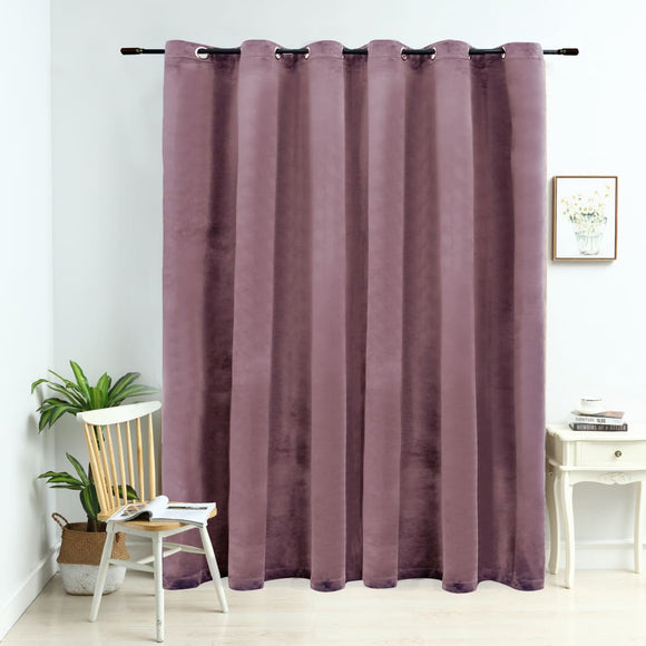 NNEVL Blackout Curtain with Metal Rings Velvet Antique Pink 290x245 cm