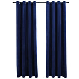 NNEVL Blackout Curtains with Rings 2 pcs Velvet Dark Blue 140x225 cm