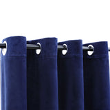 NNEVL Blackout Curtains with Rings 2 pcs Velvet Dark Blue 140x225 cm
