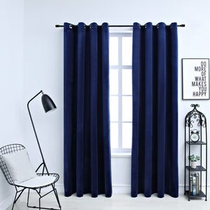 NNEVL Blackout Curtains with Rings 2 pcs Velvet Dark Blue 140x225 cm