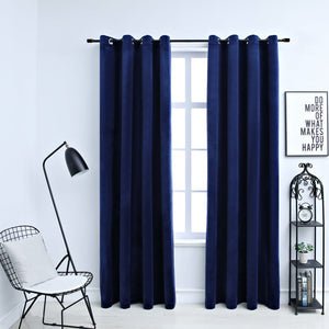 NNEVL Blackout Curtains with Rings 2 pcs Velvet Dark Blue 140x245 cm