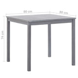 NNEVL Garden Table Grey 80x80x74 cm Solid Acacia Wood