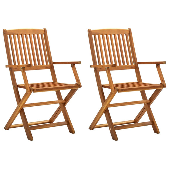 NNEVL Folding Outdoor Chairs 2 pcs Solid Acacia Wood