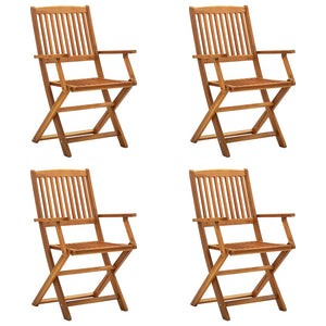 NNEVL Folding Outdoor Chairs 4 pcs Solid Acacia Wood