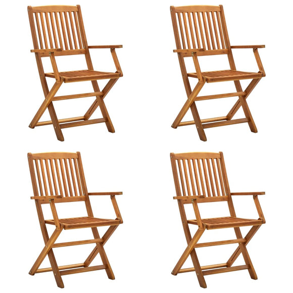 NNEVL Folding Outdoor Chairs 4 pcs Solid Acacia Wood