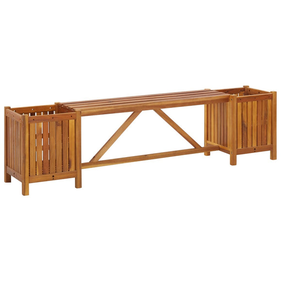NNEVL Garden Bench with 2 Planters 150x30x40 cm Solid Acacia Wood