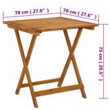NNEVL Folding Garden Table 70x70x75 cm Solid Acacia Wood