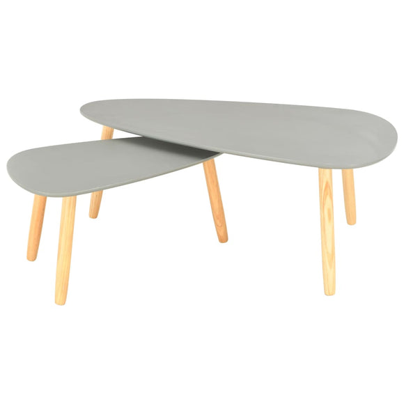 NNEVL Coffee Tables 2 pcs Grey Solid Pinewood