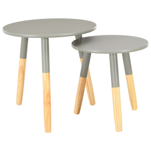 NNEVL Side Tables 2 pcs Grey Solid Pinewood