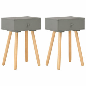 NNEVL Bedside Tables 2 pcs Grey Solid Pinewood