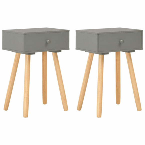 NNEVL Bedside Tables 2 pcs Grey Solid Pinewood