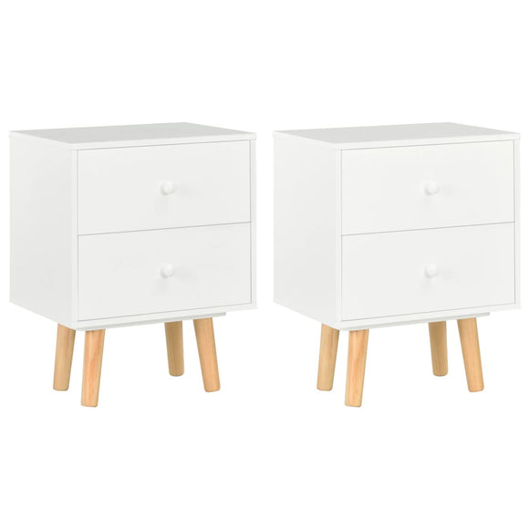 NNEVL Bedside Cabinets 2 pcs White 40x30x50 cm Solid Pinewood