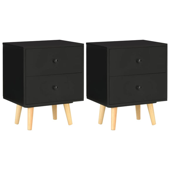 NNEVL Bedside Cabinets 2 pcs Black 40x30x50 cm Solid Pinewood