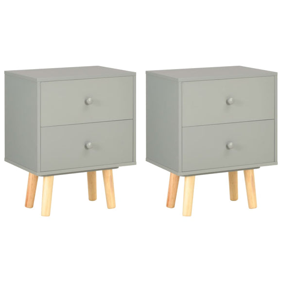 NNEVL Bedside Cabinets 2 pcs Grey 40x30x50 cm Solid Pinewood