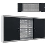NNEVL Wall Mounted Tool Cabinet Industrial Style Metal Grey and Black