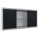 NNEVL Wall Mounted Tool Cabinet Industrial Style Metal Grey and Black