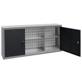 NNEVL Wall Mounted Tool Cabinet Industrial Style Metal Grey and Black