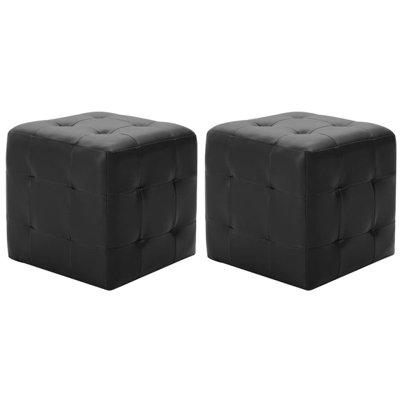 NNEVL Pouffe 2 pcs Black 30x30x30 cm Faux Leather