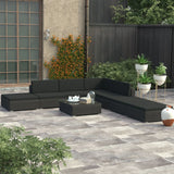 NNEVL 8 Piece Garden Lounge Set with Cushions Poly Rattan Black