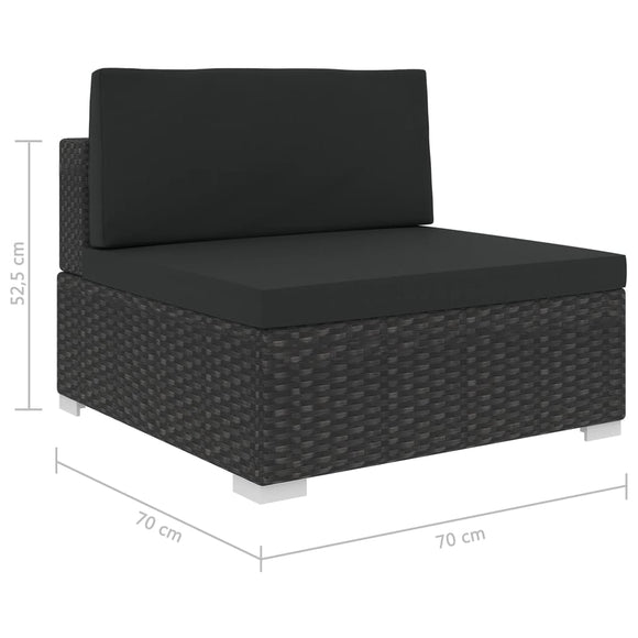 NNEVL 5 Piece Garden Lounge Set with Cushions Poly Rattan Black