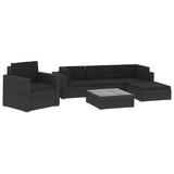 NNEVL 6 Piece Garden Lounge Set with Cushions Poly Rattan Black