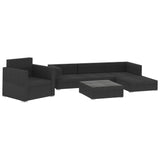 NNEVL 6 Piece Garden Lounge Set with Cushions Poly Rattan Black