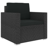 NNEVL 6 Piece Garden Lounge Set with Cushions Poly Rattan Black