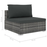 NNEVL 13 Piece Garden Lounge Set with Cushions Poly Rattan Grey
