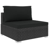 NNEVL 13 Piece Garden Lounge Set with Cushions Poly Rattan Black